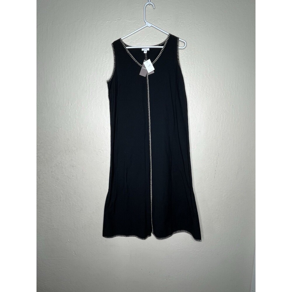 J Jill Pure Jill Black Sleeveless Dress Cotton Beige Stitching Women’s Sz M